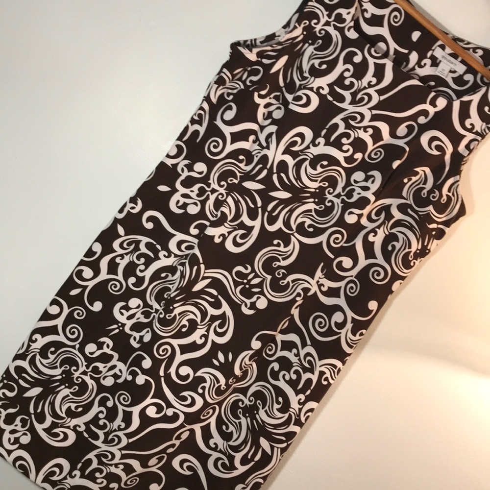 DRESSBARN Brown & Cream Sleeveless Work Dress